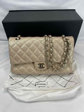 Chanel Classic Double Flap Bag Quilted Lambskin Medium Beige SPB-JB 365575